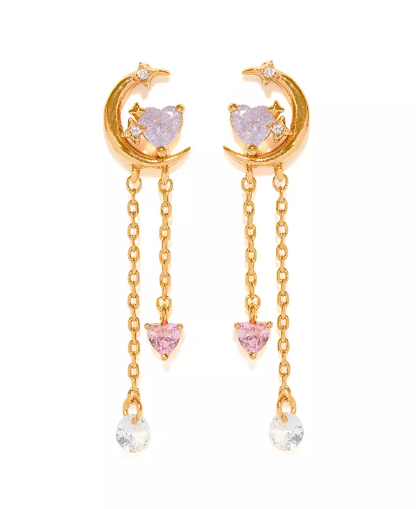 

Серьги-Подвески «Космическая любовь» с позолотой и кристаллами Girls Crew, gold