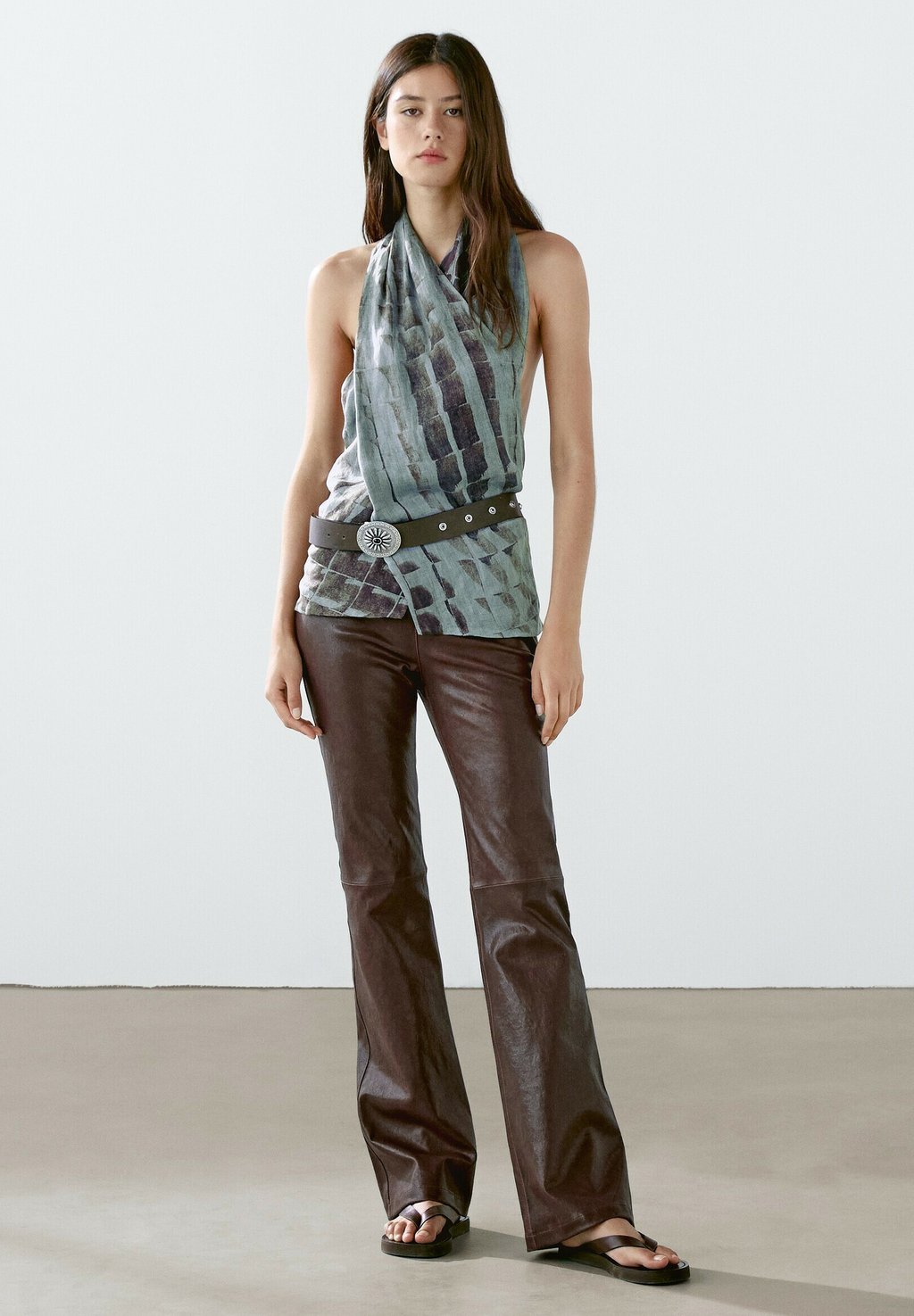 

Топ PRINT WITH SURPLICE NECKLINE - Blouse Massimo Dutti, сине-серый