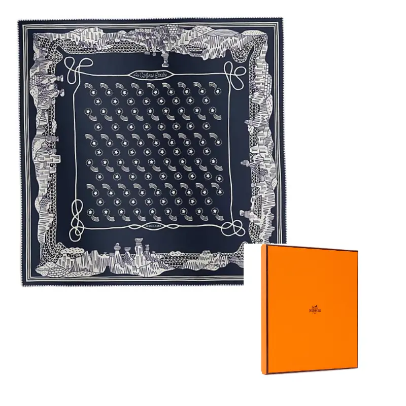 

Шелковые шарфы с манжетами из шелка унисекс HERMES, темно-синий