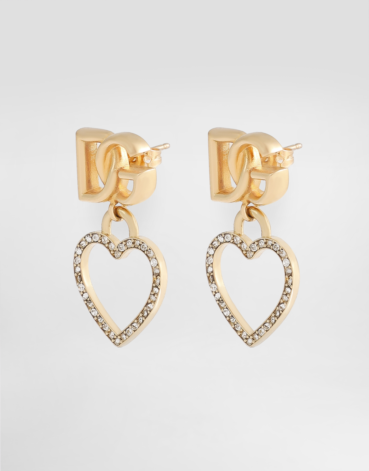 Серьги-гвоздики с логотипом dg и сердцем Dolce & Gabbana, золото — фото 3