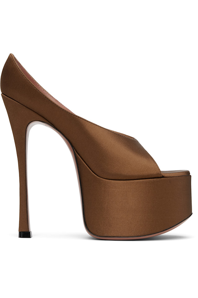 Босоножки Anok на платформе с каблуком Amina Muaddi, цвет satin mocha