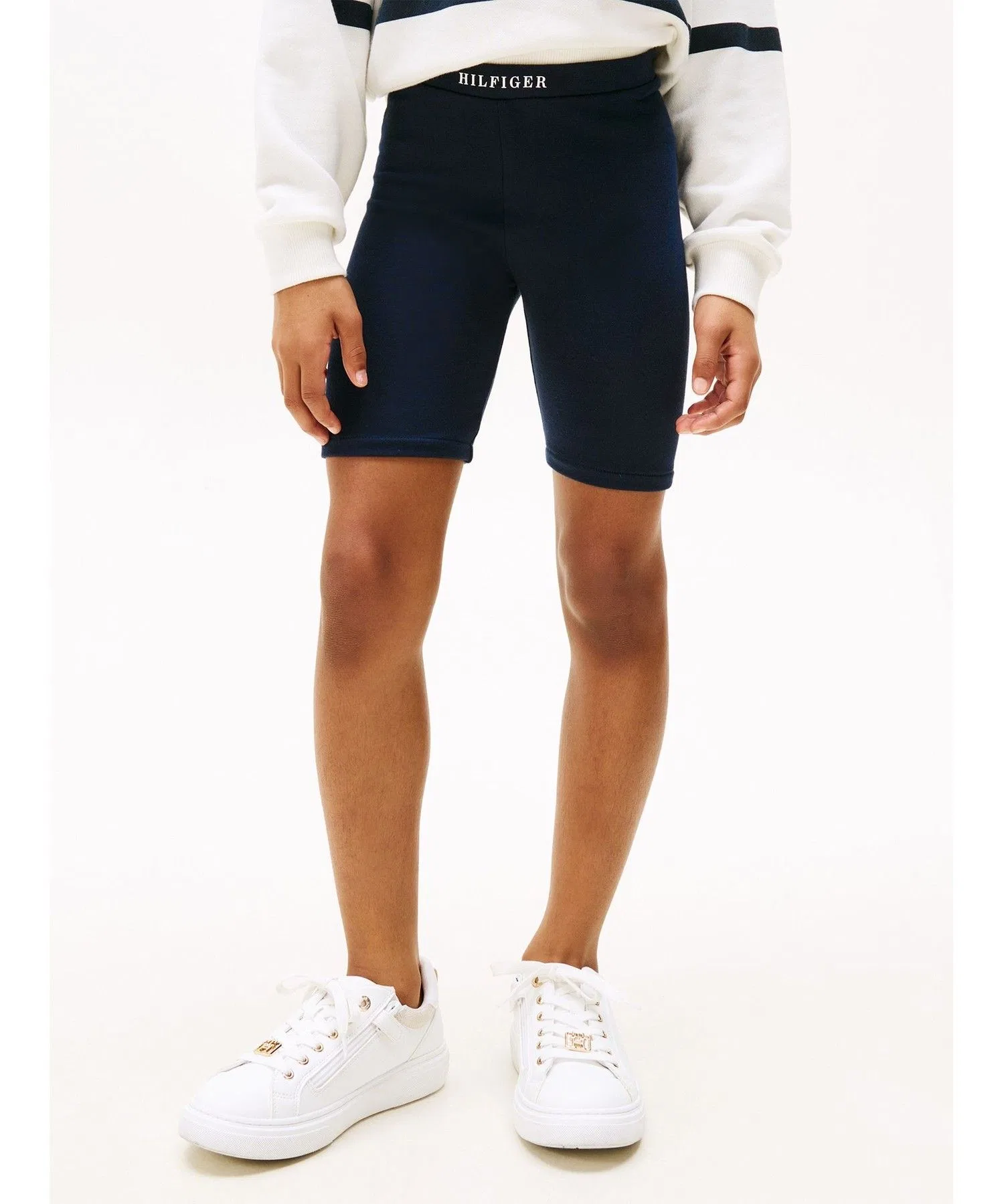 Детские спортивные шорты с логотипом TOMMY HILFIGER тёмно-синие