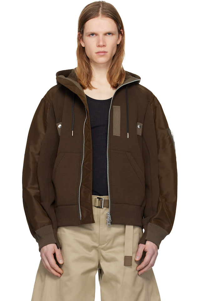 

Толстовка с капюшоном из губки Sacai, коричневый