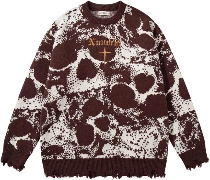 

Свитер oversize с черепом в стиле хип-хоп ELKNLMU