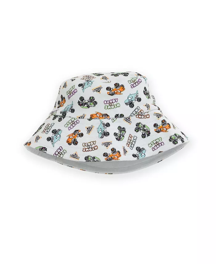Комплект для мальчиков: комбинезон и шляпа-ведро от солнца Toddler Boys Romper and Bucket Sun Hat Outfit Set Monster Jam, серый — фото 3