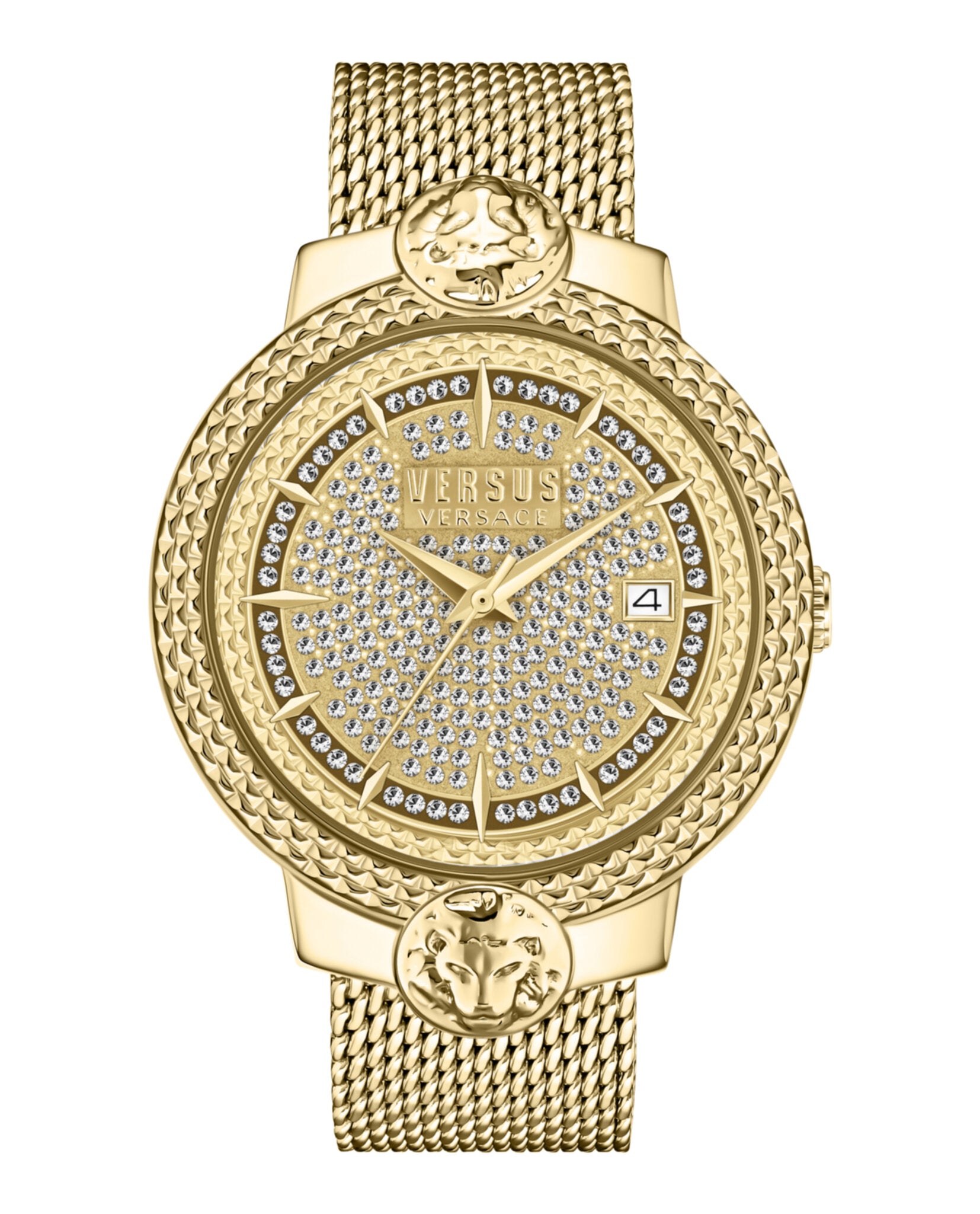 

Часы с ремешком из кристаллов Mouffetard Versus Versace, золотой/золотой/золотой