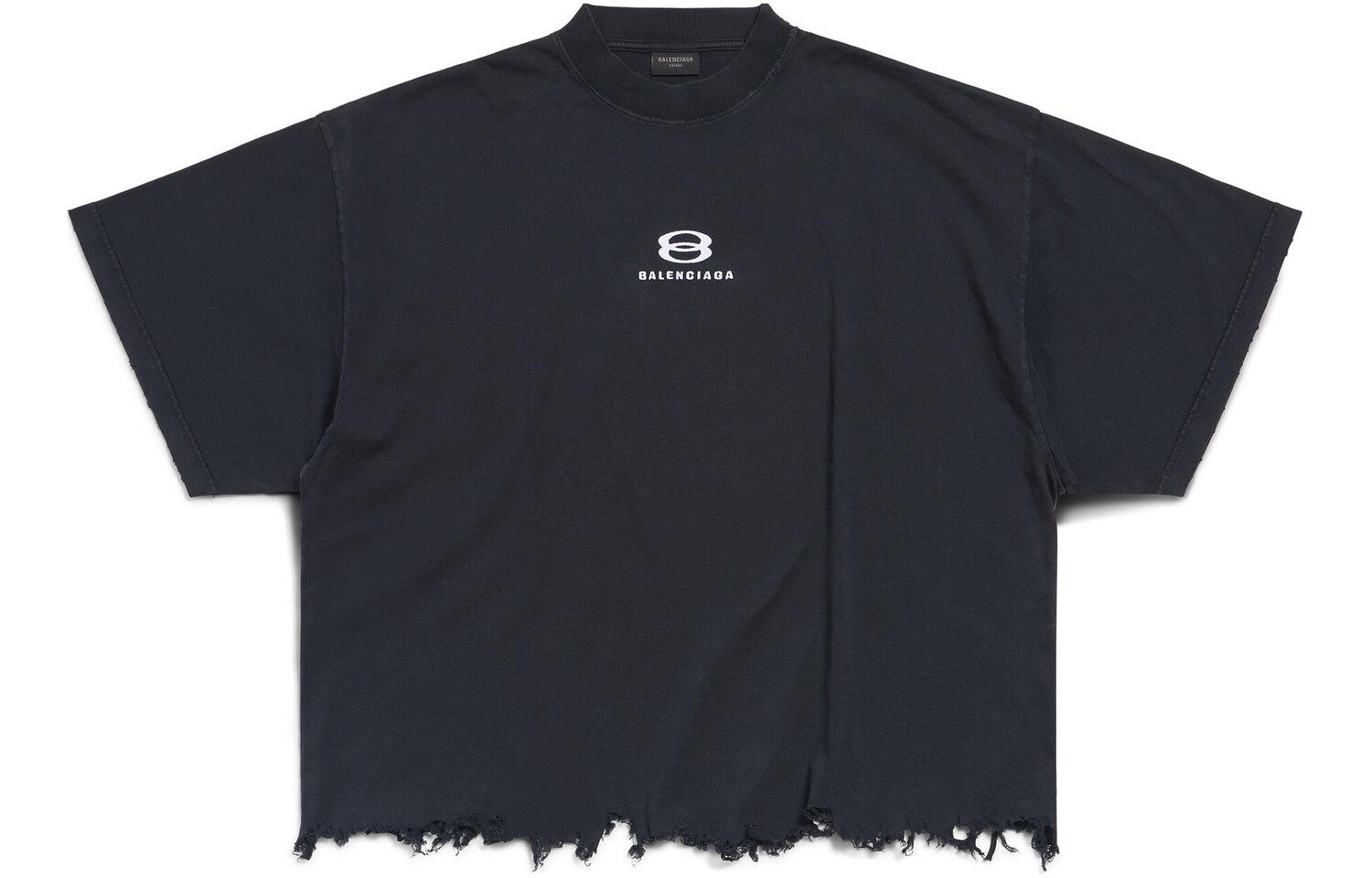 

Футболка Balenciaga с рваным эффектом, черный