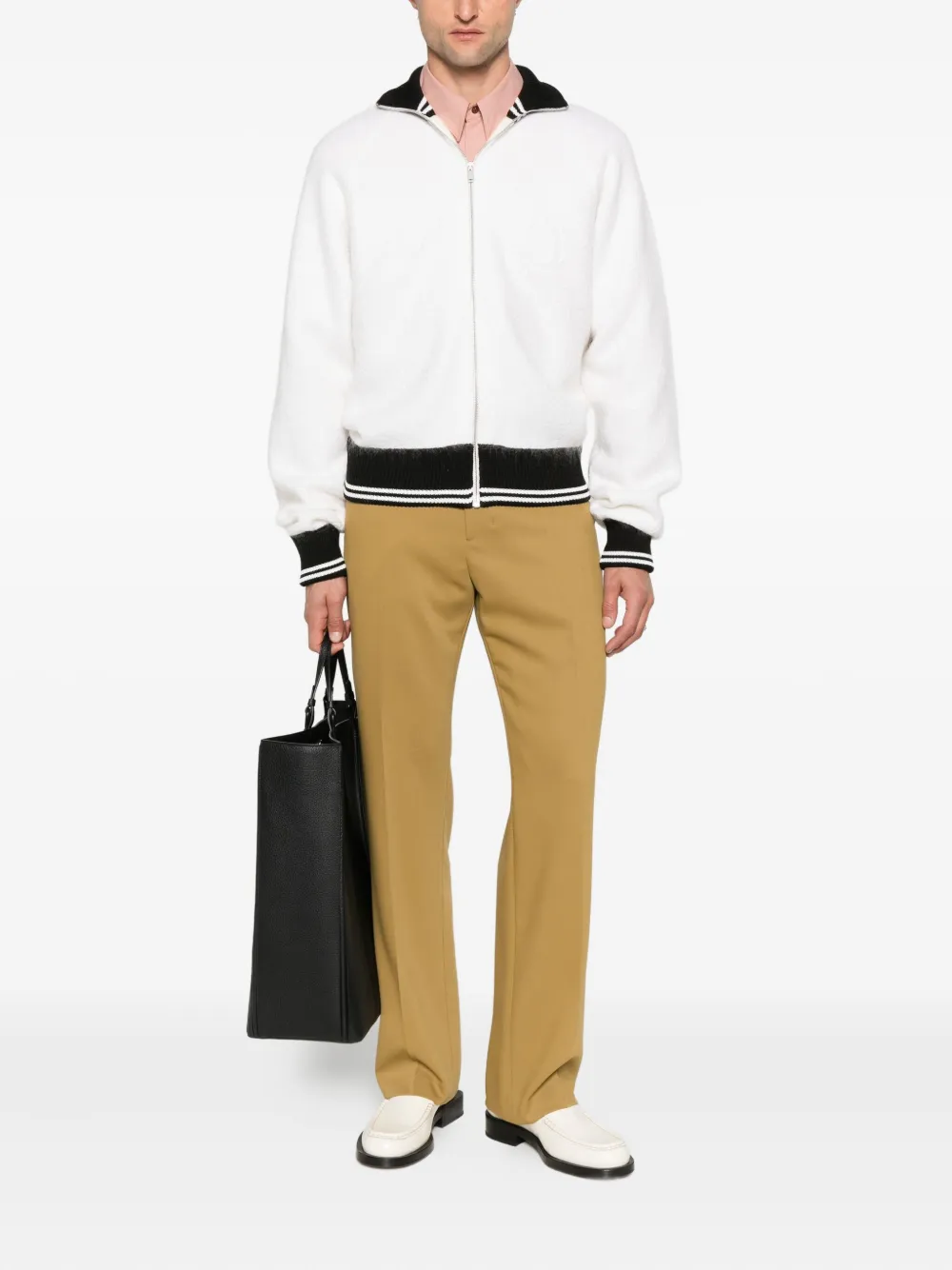 Кардиган с высоким воротом и застежкой-молнией JIL SANDER, белый — фото 2