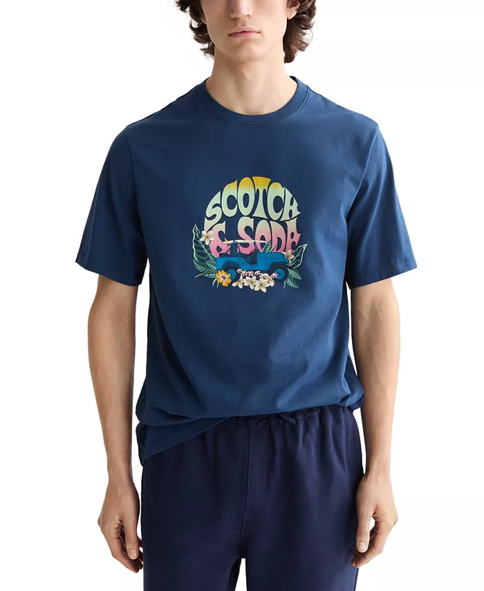 

Мужская футболка классического кроя с принтом SCOTCH & SODA, синий