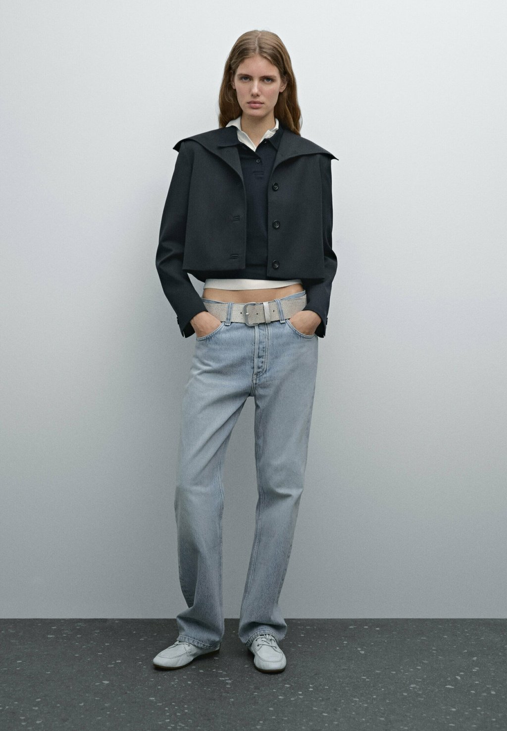 

Летняя куртка SAILOR COLLAR Massimo Dutti, темно-синий