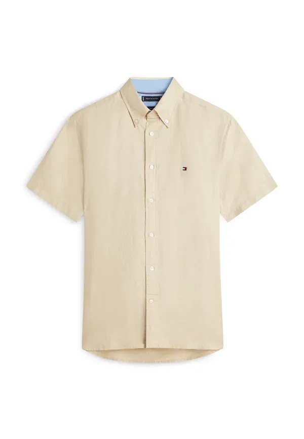 Рубашка Regular fit из смесового льна с коротким рукавом Tommy Hilfiger, сандаловый — фото 4