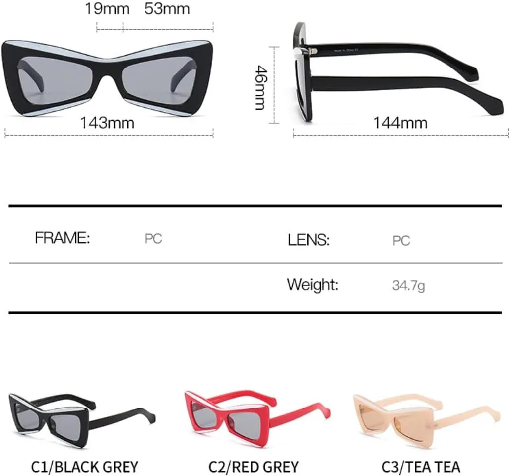 

Винтажные солнцезащитные очки «кошачий глаз» для женщин, роскошные, неправильной квадратной формы, ретро-стиль, защита от УФ-излучения UV400 UATXTAU, Tea