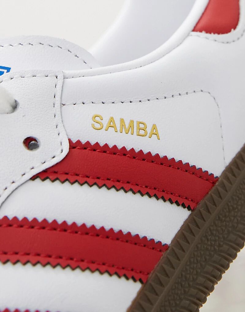 Кроссовки Adidas Originals Samba OG белого и красного цветов — фото 4