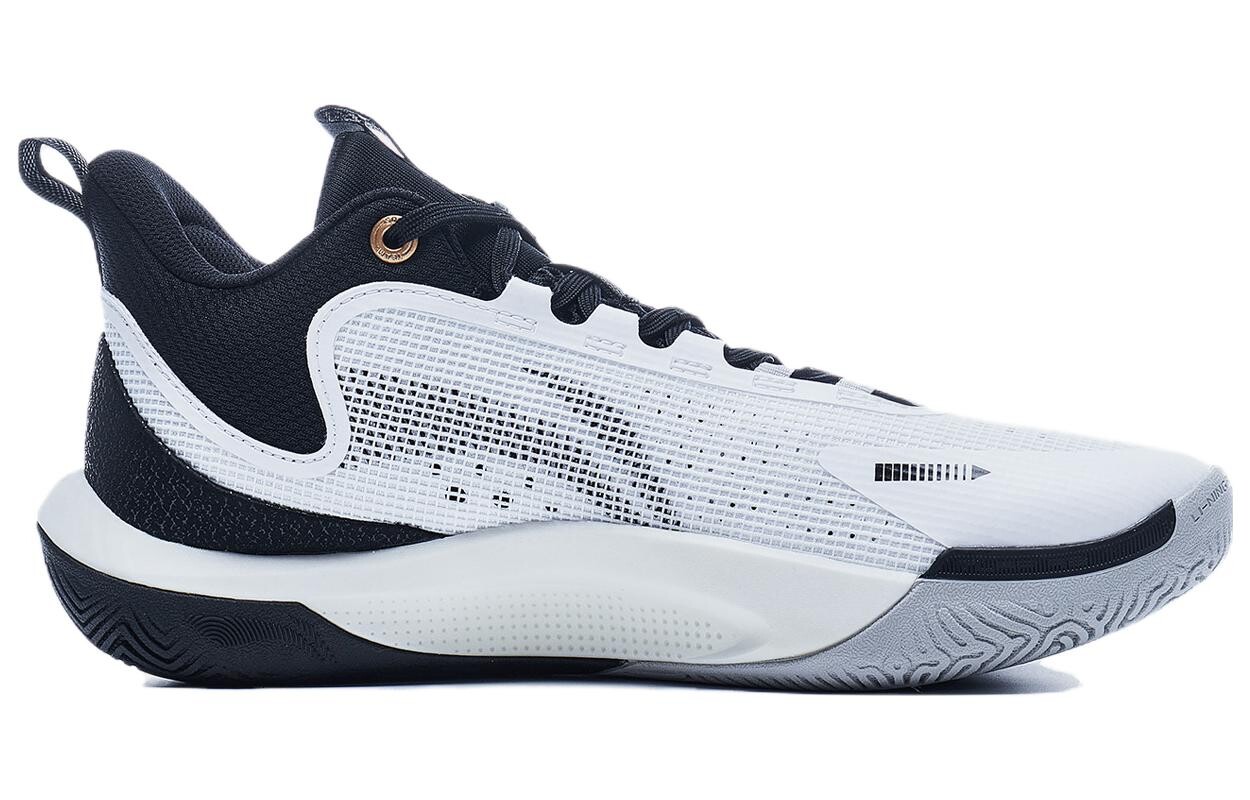 Li Ning LINING Sonic Team Баскетбольные кроссовки мужские, Стандартный белый черный — фото 4