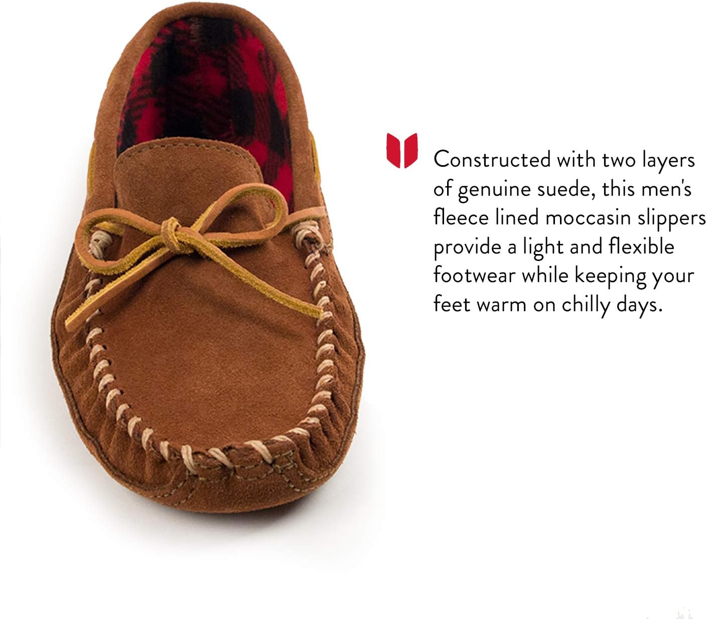 Мужские флисовые тапочки с двумя подошвами Minnetonka, коричневый — фото 3