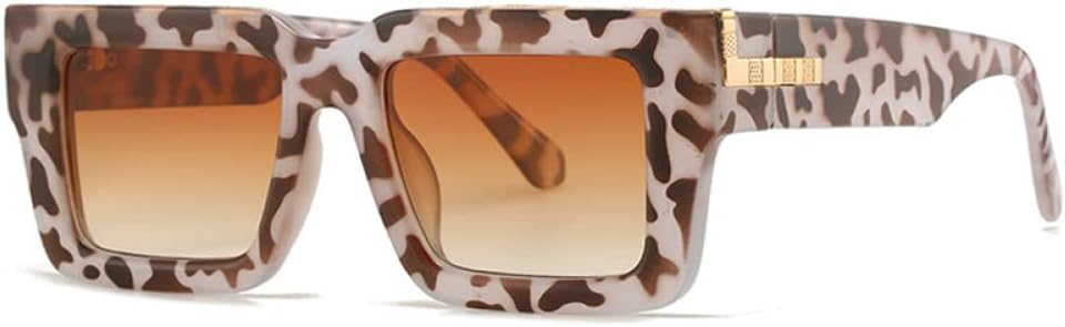 

Ретро-солнцезащитные очки квадратной формы для женщин, модные очки с леопардовым принтом и градиентом, защита от ультрафиолета UV400 для мужчин MTZJH, Grey Leopard Tea