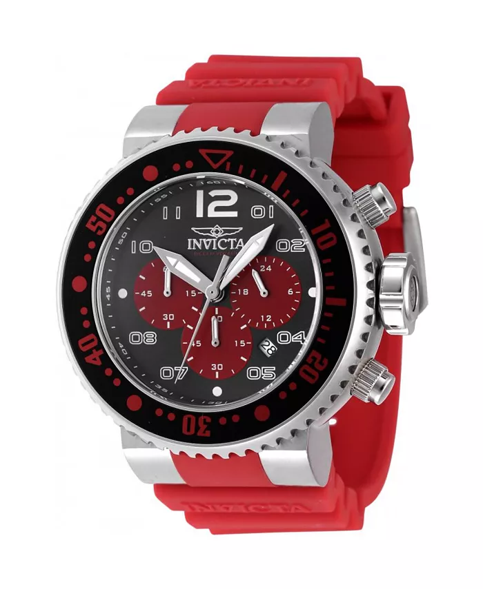 

Мужские часы 47194 Pro Diver Quartz Chronograph с черным корпусом и красным циферблатом Invicta, черный