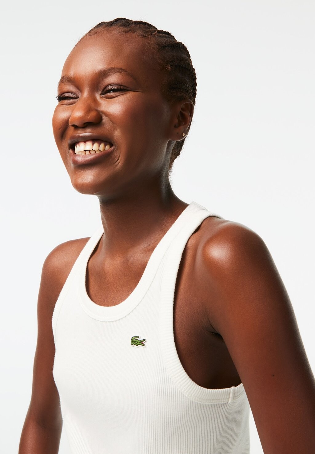 Топ Lacoste Монохромный, 100% хлопок, Белый — фото 4