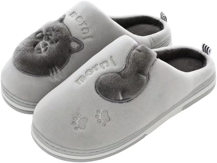 

Мужские и женские домашние хлопковые тапочки Zonkacen с милым мультяшным котом, серый