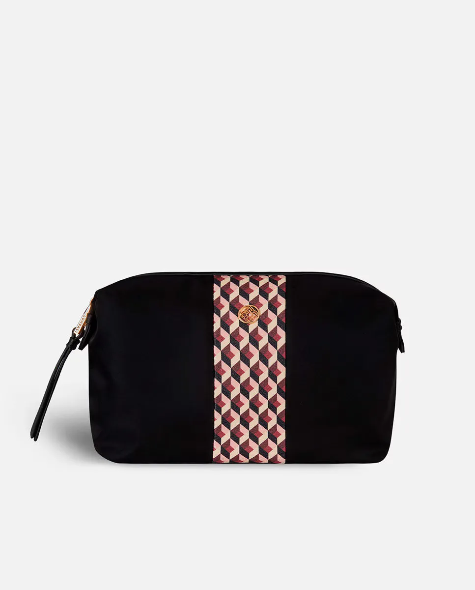 

Большая женская косметичка Born в темно-бордовом и черном цвете с застежкой-молнией Lonbali