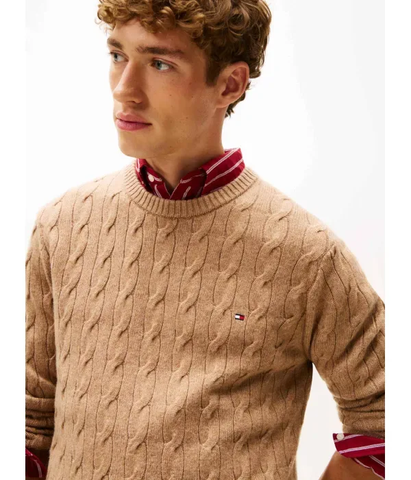 Шерстяной свитер regular fit Tommy Hilfiger, бежевый — фото 4