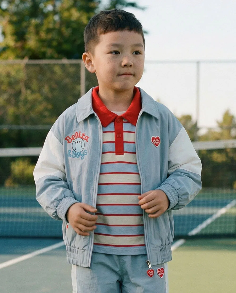 Детская ветровка-поло с цветными блоками Tennis светло-голубая от Belita&Boys — фото 2