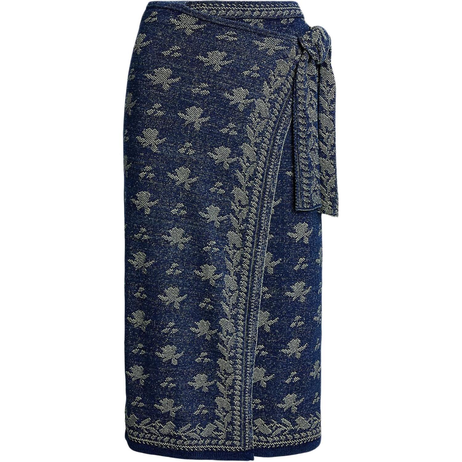 

Цветочная вязаная миди-юбка Polo Ralph Lauren, темно-синий