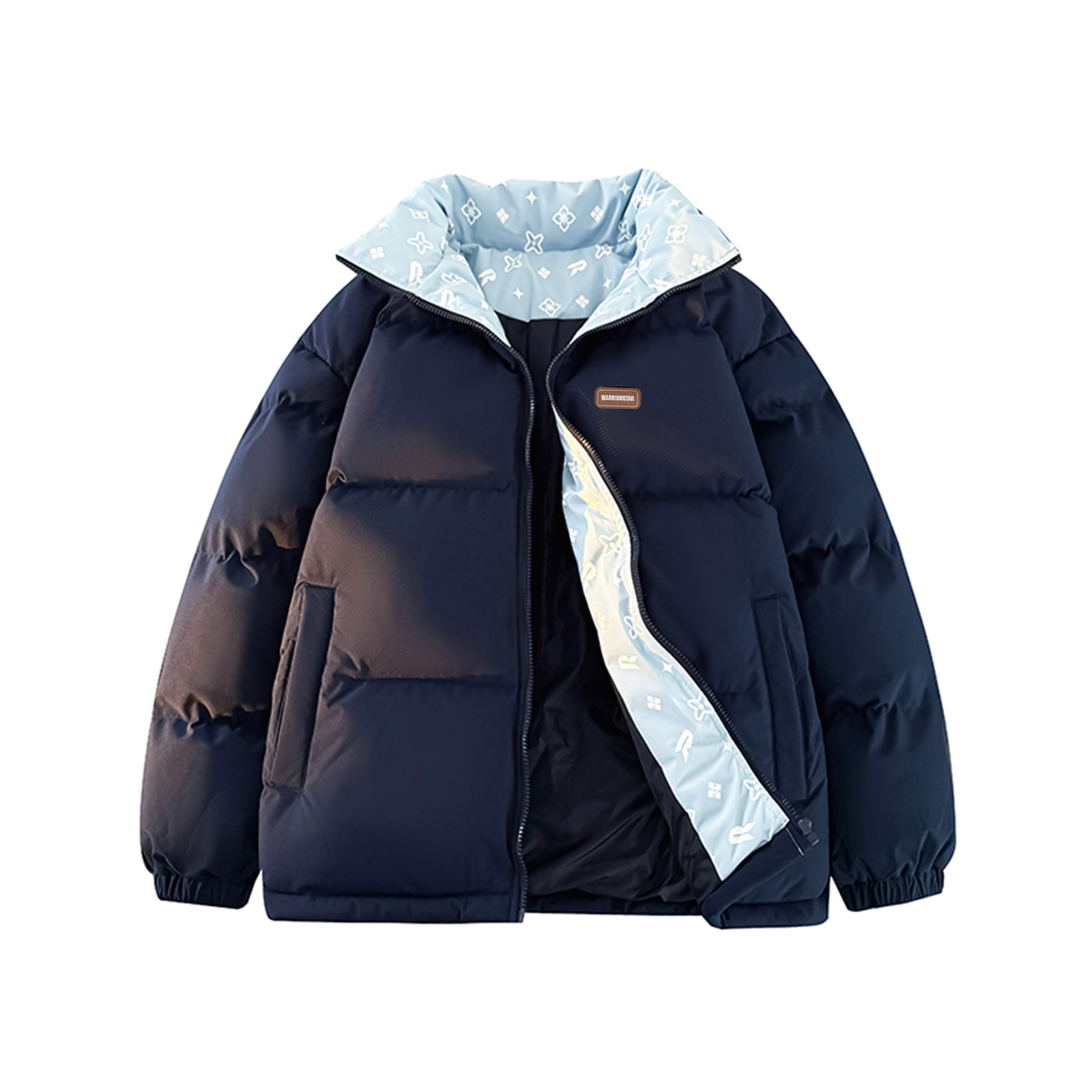 

Пуховик для мужчин и женщин WARRIOR, темно-синий[free diy badge]