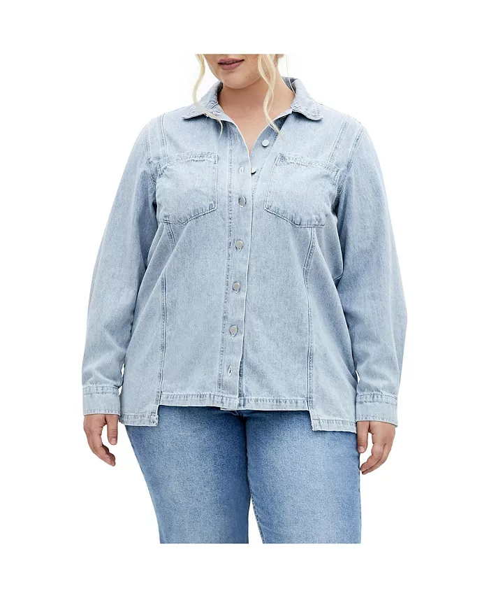 

Рубашка Liv Denim больших размеров CITY CHIC, синий