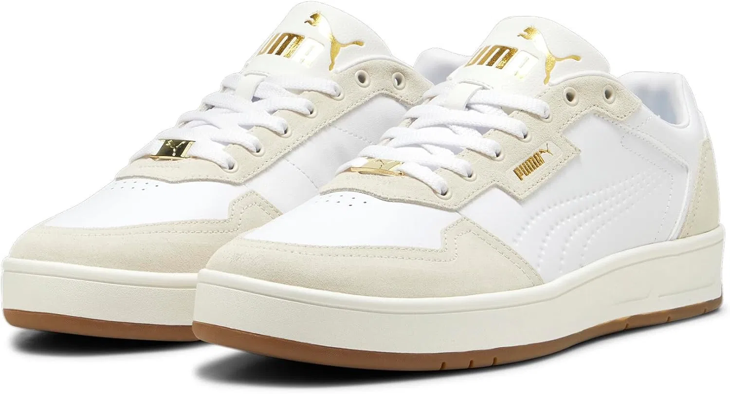 Кроссовки PUMA Unisex Court Classic Lux SD, Puma White Alpine Snow Puma Gold — фото 2