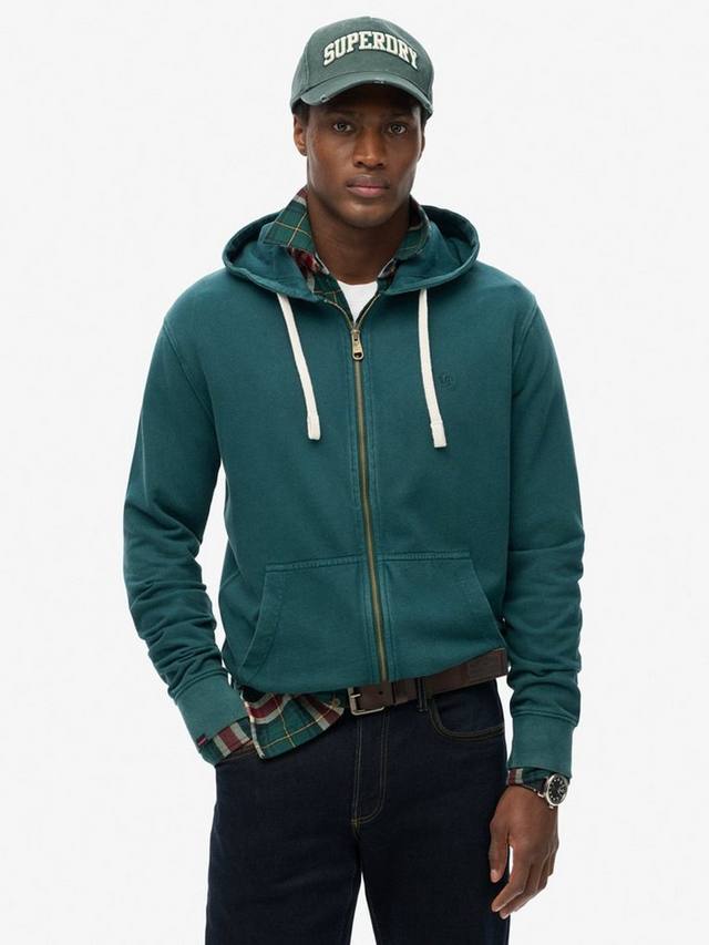 

Классическая незаменимая толстовка на молнии Superdry, цвет Dark Pine Green
