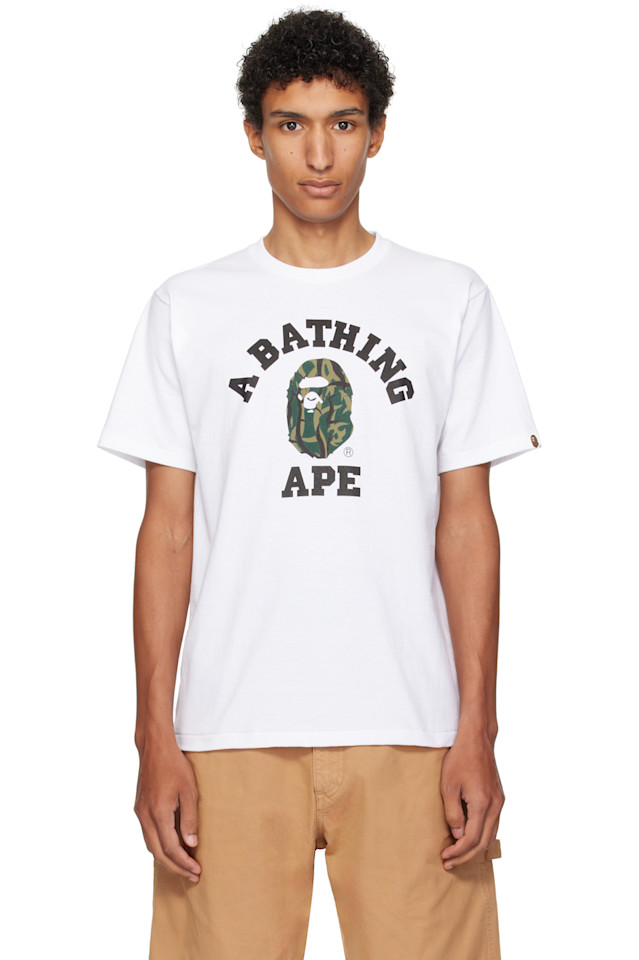 

Bape Белая камуфляжная футболка для колледжа
