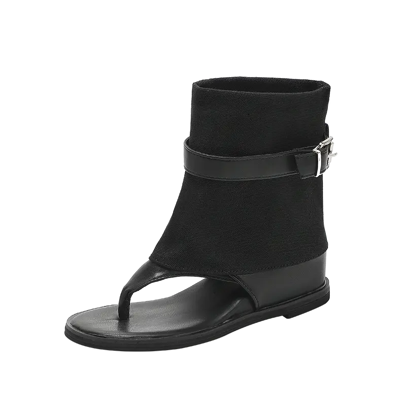 QINGZHUHU Римские сандалии женские черные, цвет Black