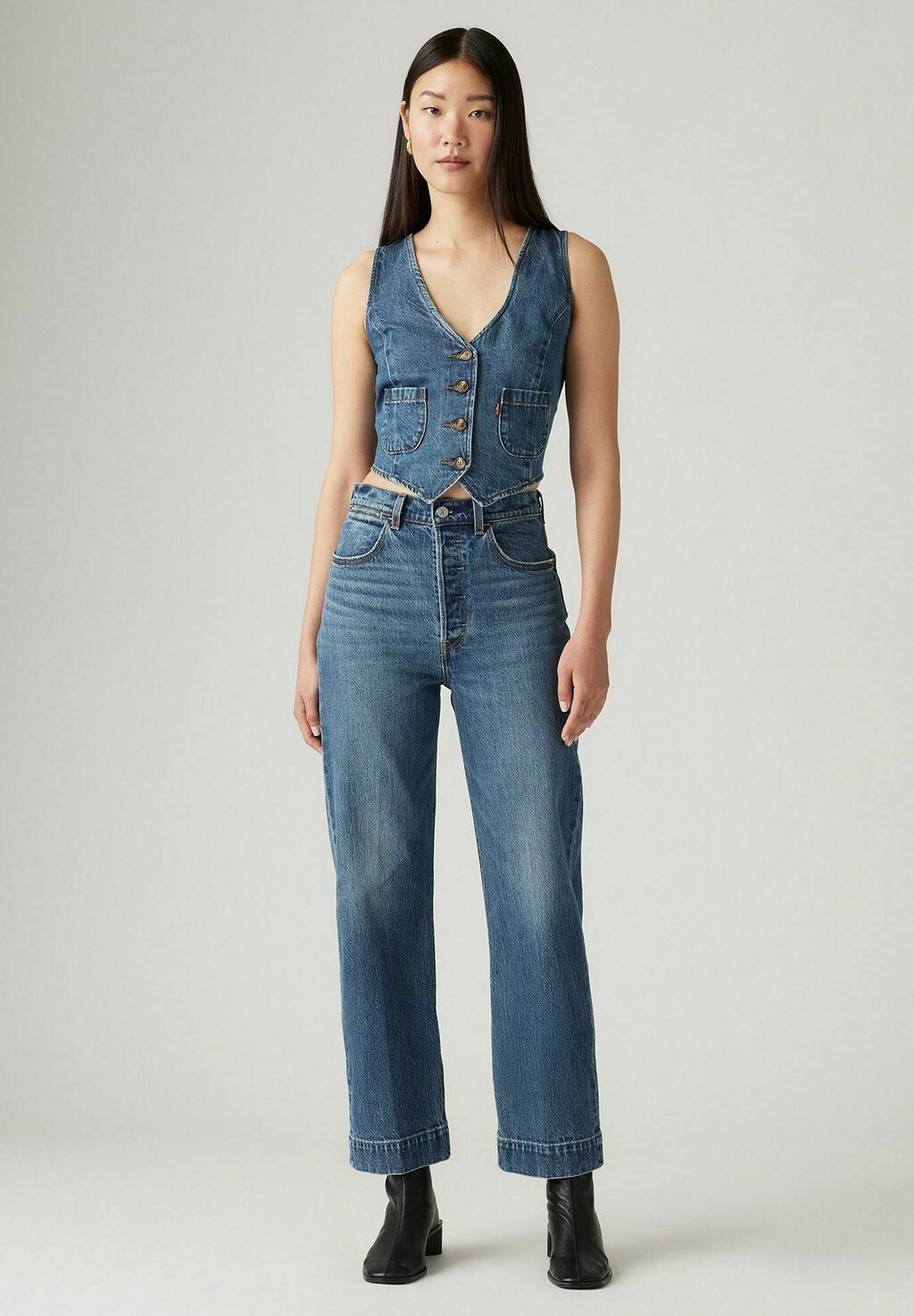 

Прямые джинсы RIBCAGE STRAIGHT ANKLE TAILORED Levi's, синий деним