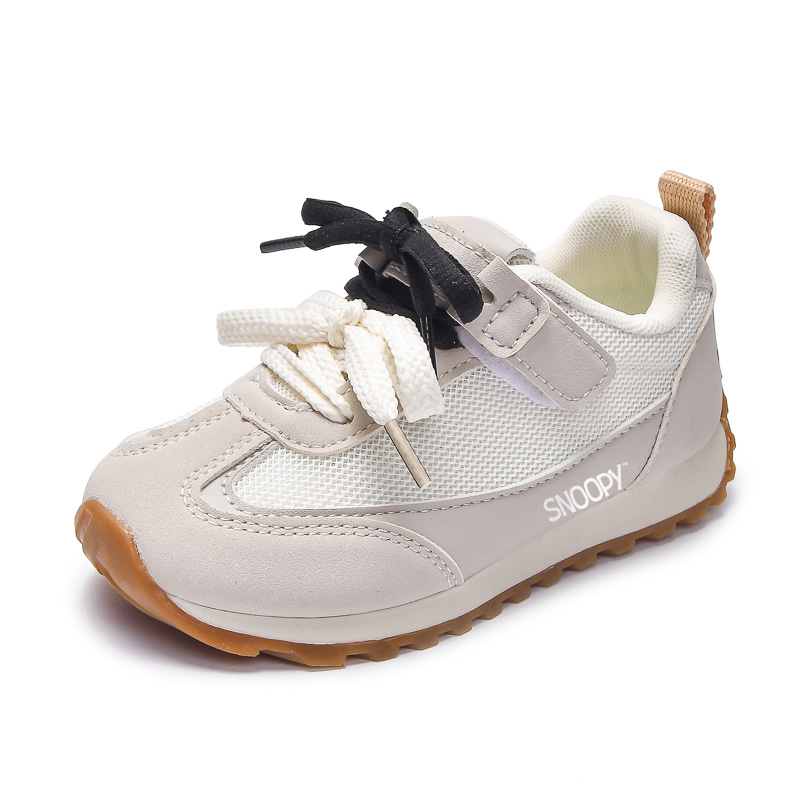 

Нескользящие, устойчивые к истиранию, дышащие, низкие, детские кроссовки для повседневной жизни SNOOPY, бежевый