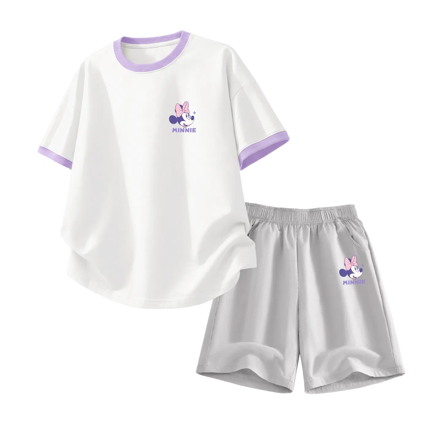 Детский спортивный костюм Disney Kids Casual Sportswear с круглым вырезом, бело-фиолетовый