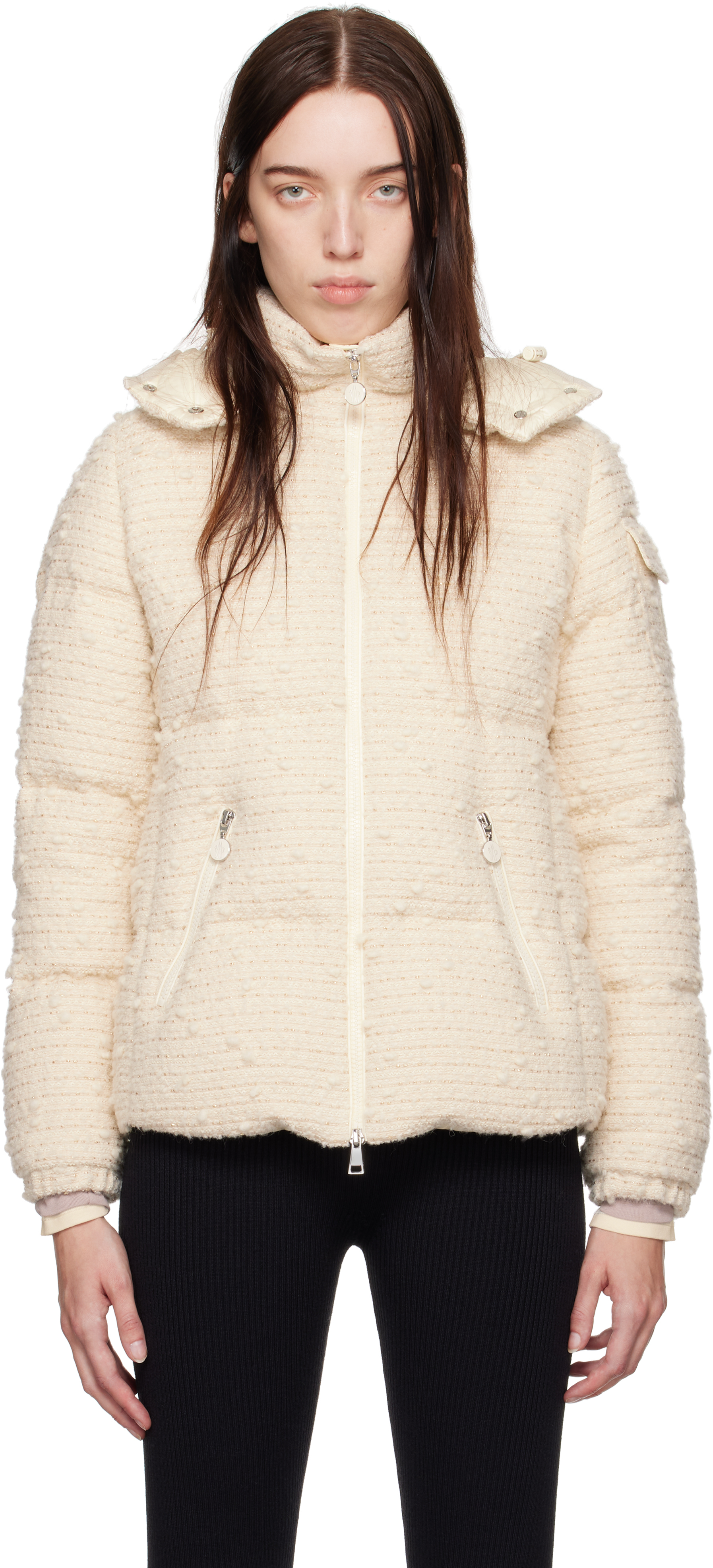 

Короткий пуховик Off-White Fourmines Tweed Moncler