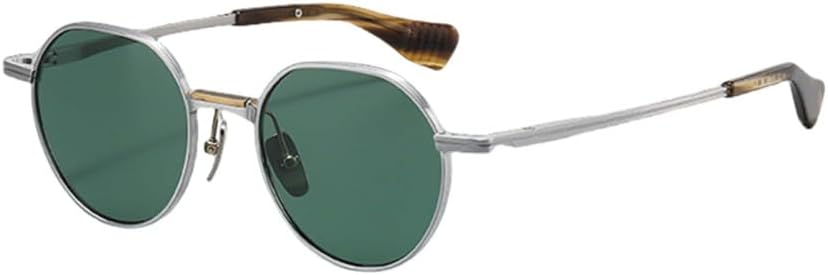 

Солнцезащитные очки в стиле ретро из чистого титана, круглые, поляризованные, для мужчин и женщин, с защитой от УФ-излучения UV400, ультралегкие, винтажные HDUBFY, Silver-green