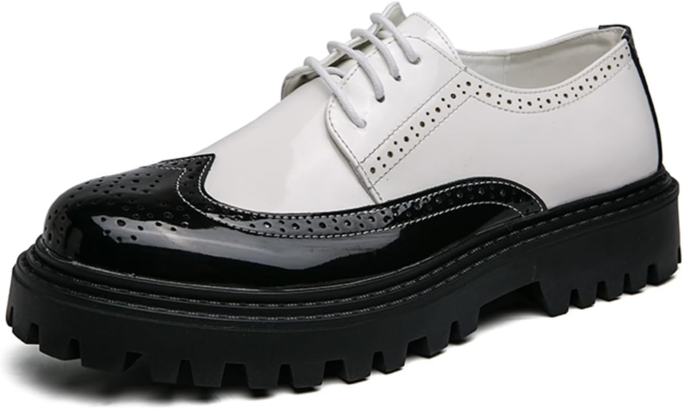 

Мужские ретро броги из многоцветной кожи, низкие туфли-оксфорды, противоскользящие, с круглым носком, повседневные дерби для официального бизнеса и свадьбы Boaobaihuo, белый