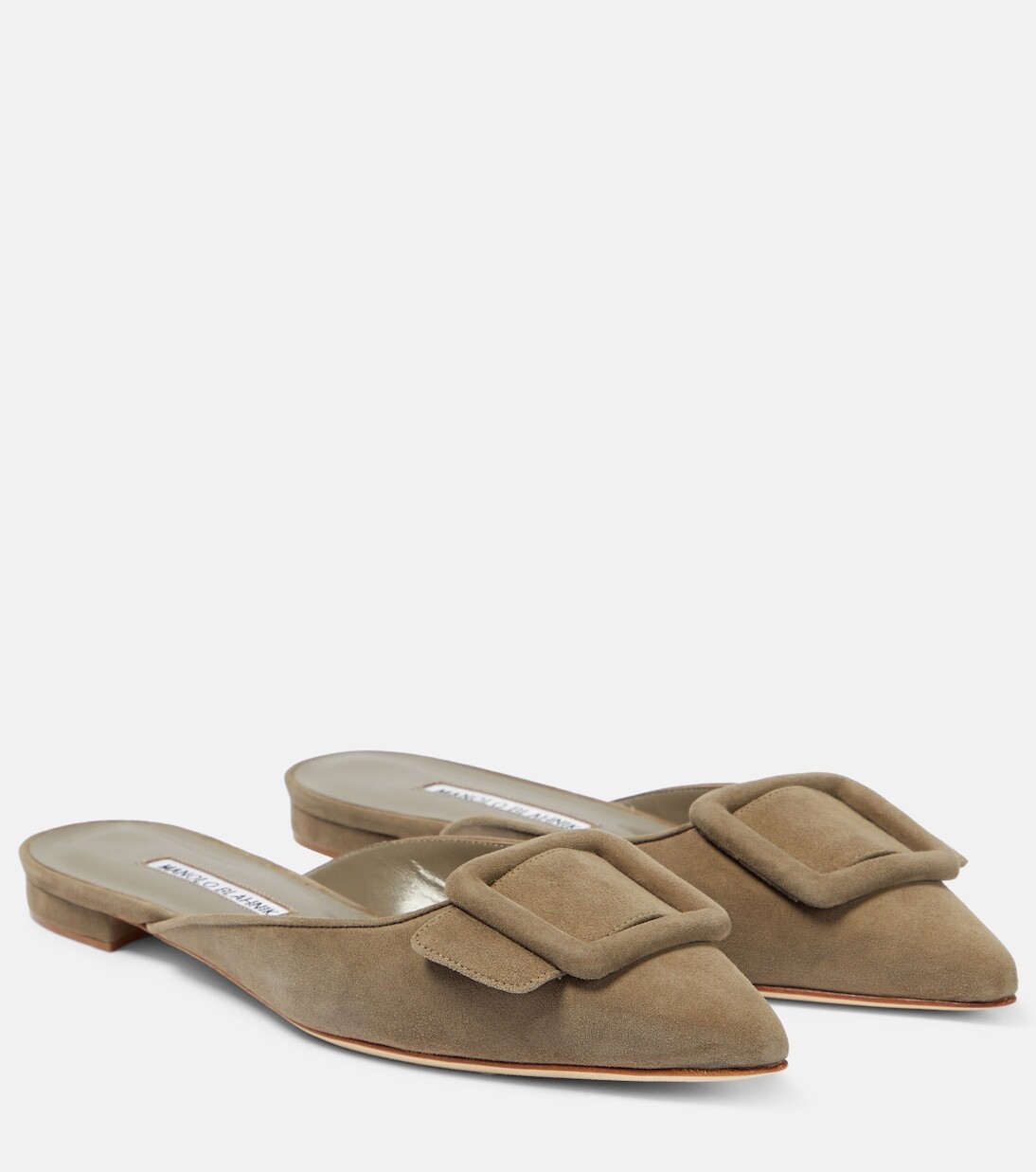 Замшевые мюли maysale Manolo Blahnik, коричневый