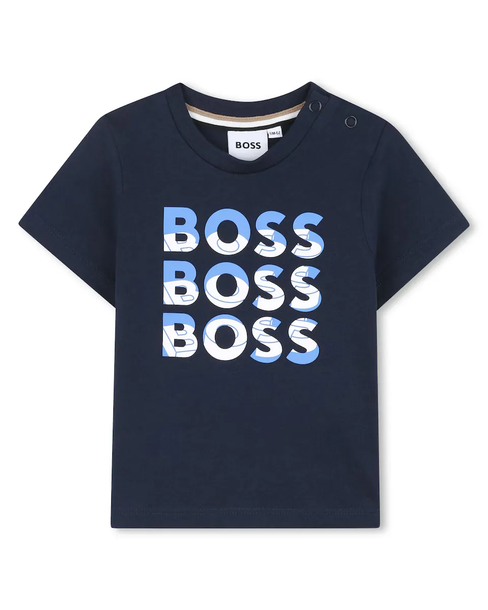 

Футболка для мальчика из черного хлопка BOSS Kidswear, чёрный