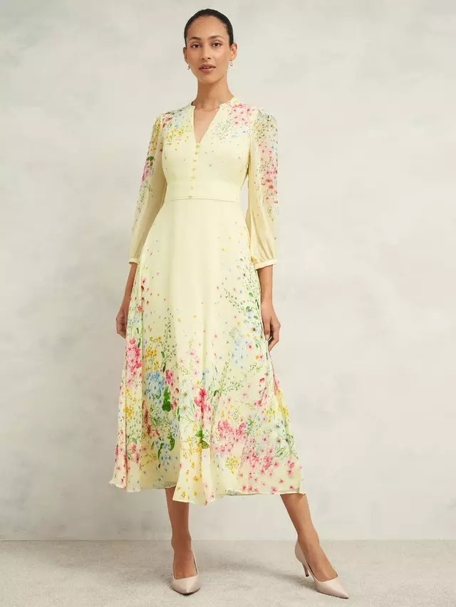 

Платье Hobbs Petite Emma Floral Silk, цвет yellow/multi