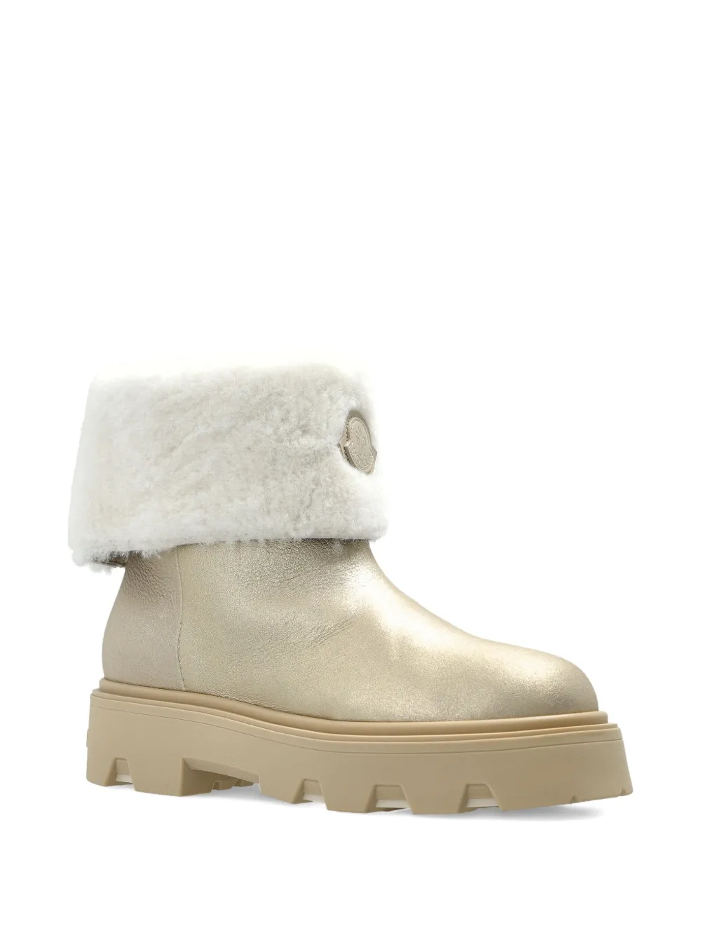 Ботинки Aurea на каблуке 40 мм с отделкой из овчины Moncler, золотистый — фото 2