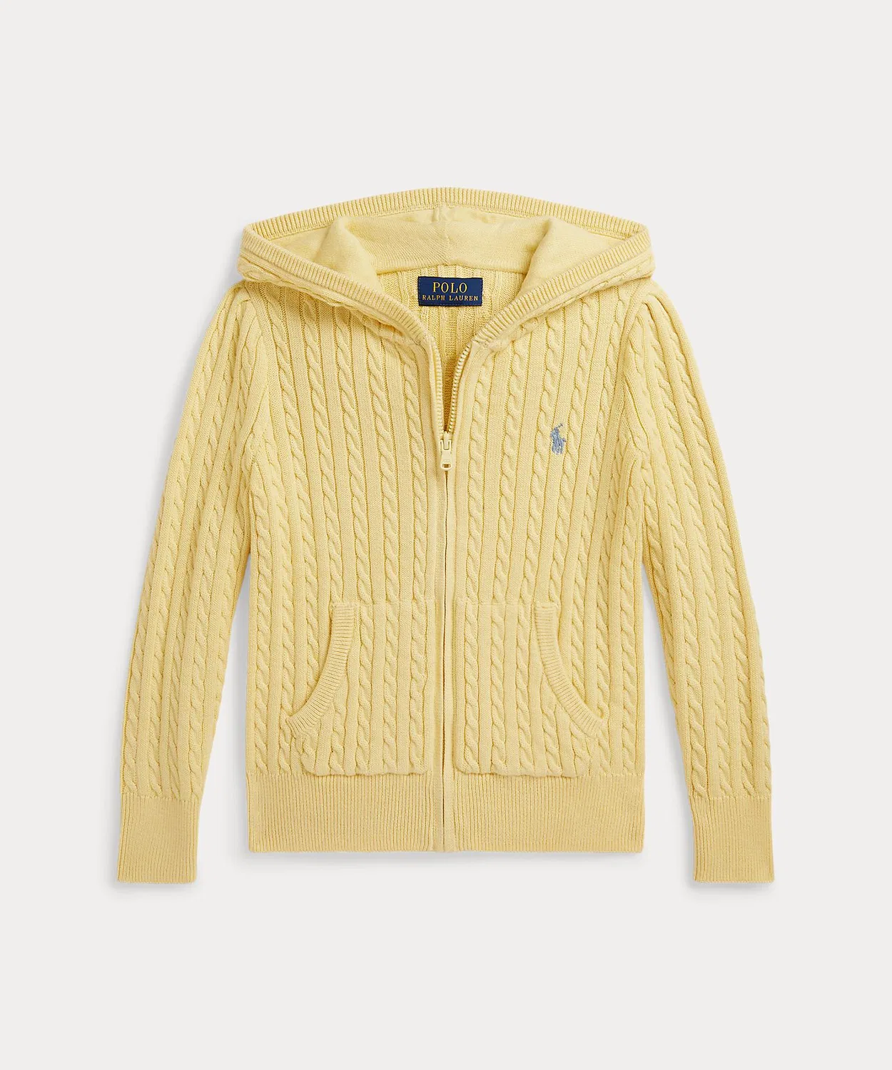 Флисовая кофта на молнии Ralph Lauren с капюшоном, хлопок, желтый