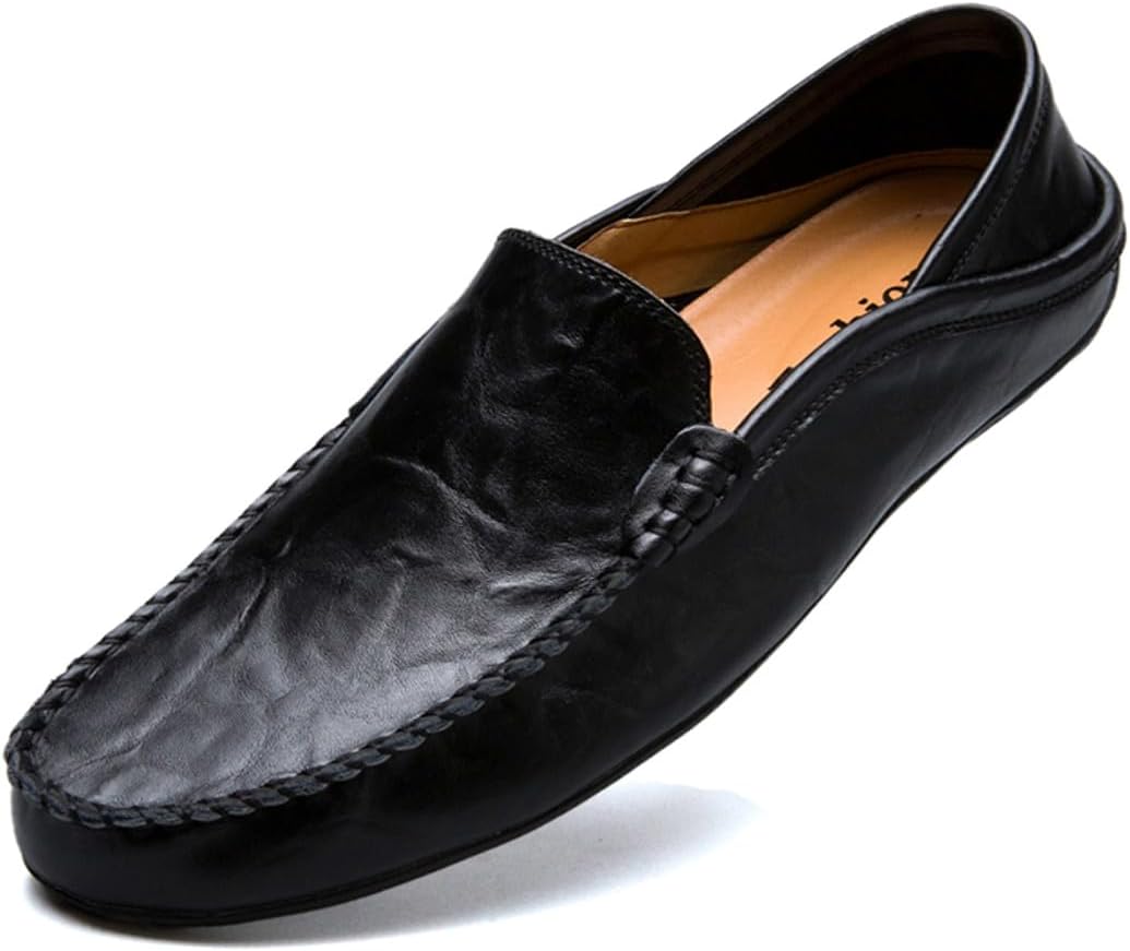 

Мужские легкие повседневные туфли из натуральной кожи без шнурков, мягкие и прогулок, лоферы Penny Flats Welrung, черный