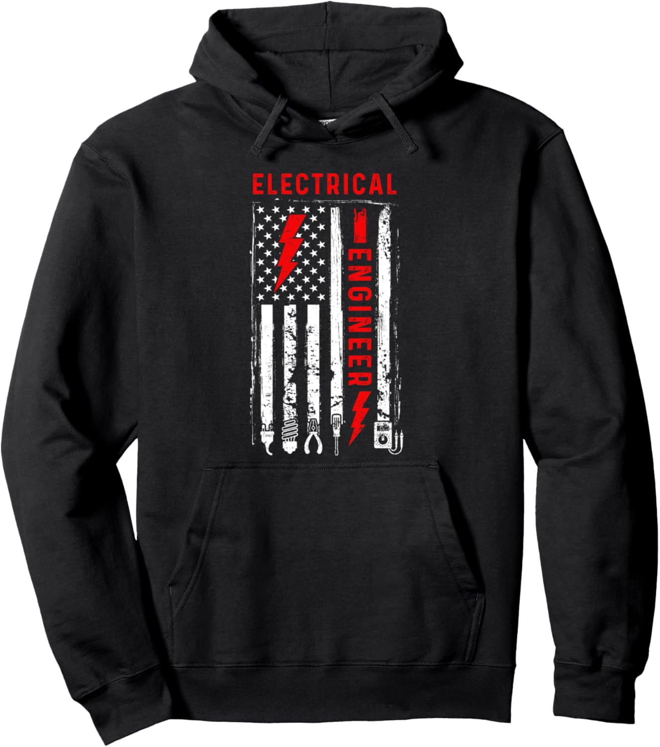 

Худи в стиле ретро с графическим рисунком на тему электротехники Electrician Gift Idea Lineman Electrical Worker, черный