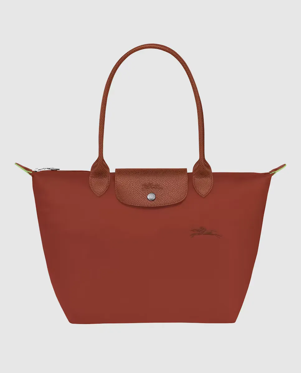 

Сумка через плечо Le Pliage Green среднего размера с застежкой-молнией Longchamp, коричневый