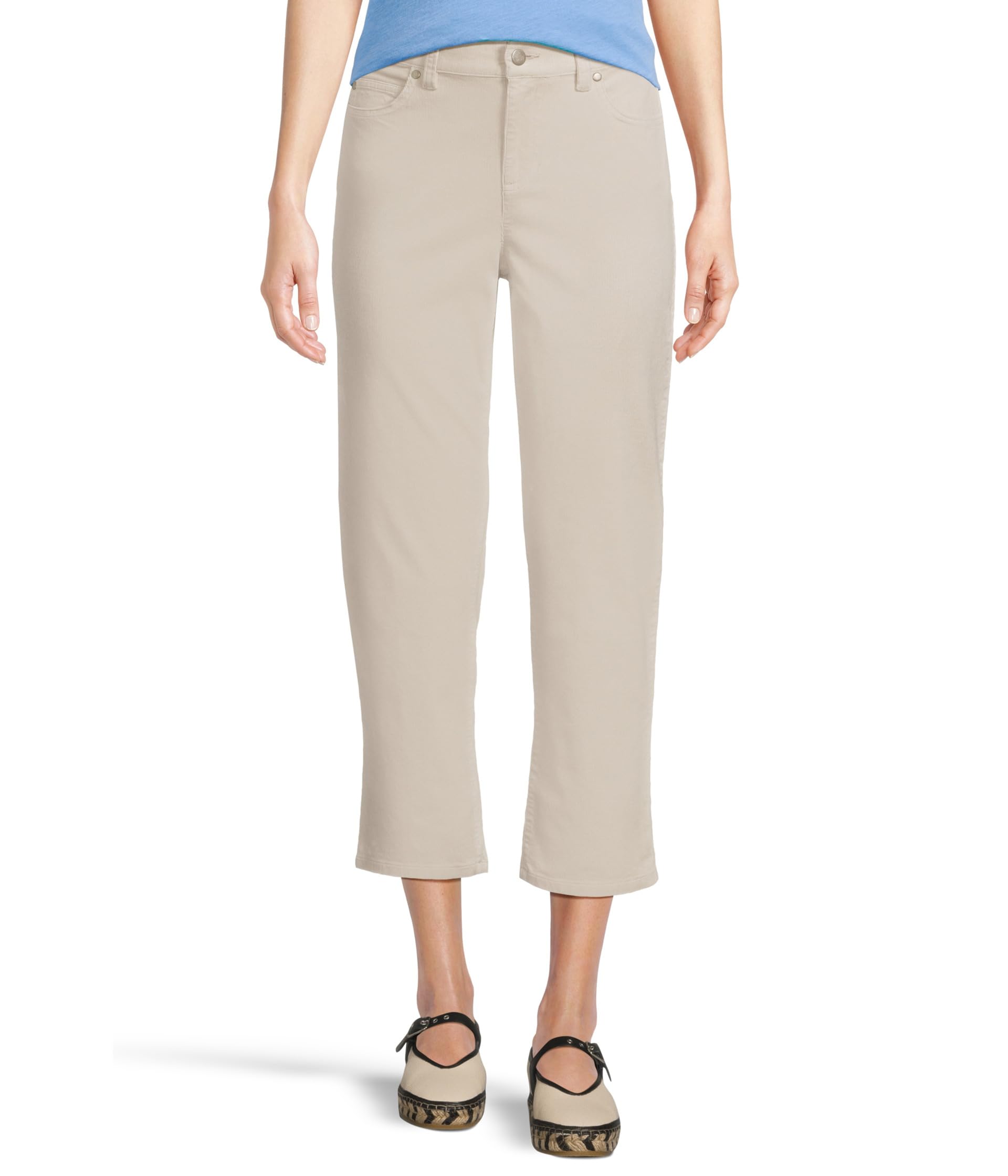 

Брюки Eileen Fisher Petite Organic Cotton Stretch Corduroy High Waisted Straight Ankle Jean, цвет Chalk