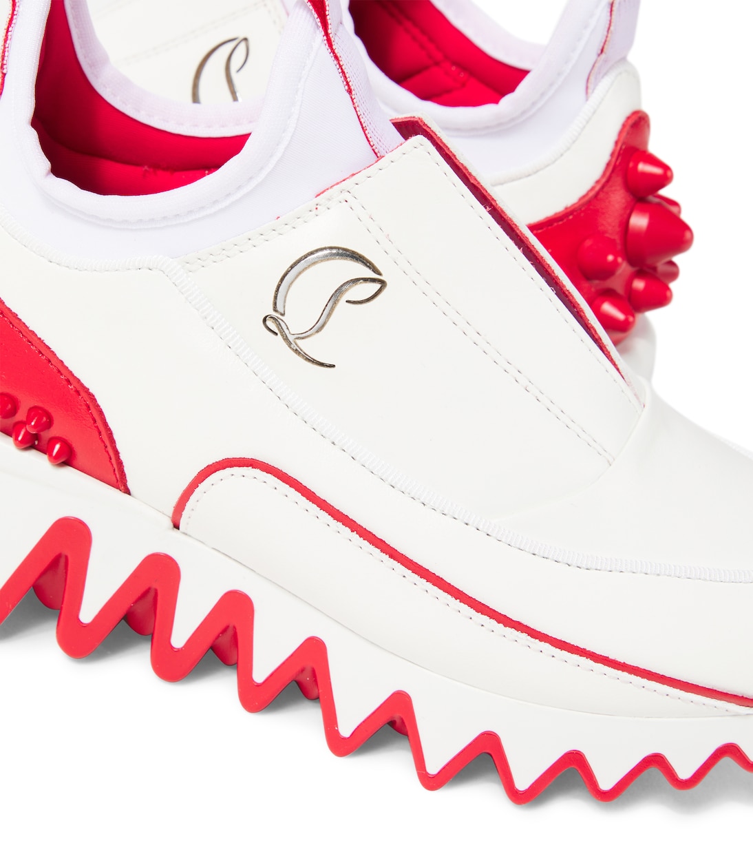 Мини-кроссовки Sharkyloub слипоны Christian Louboutin Kids, Bianco/Loubi — фото 4