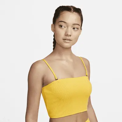 

Топ для плавания Nike Women's Bandeau Midkini Swim Top, цвет Citron Pulse